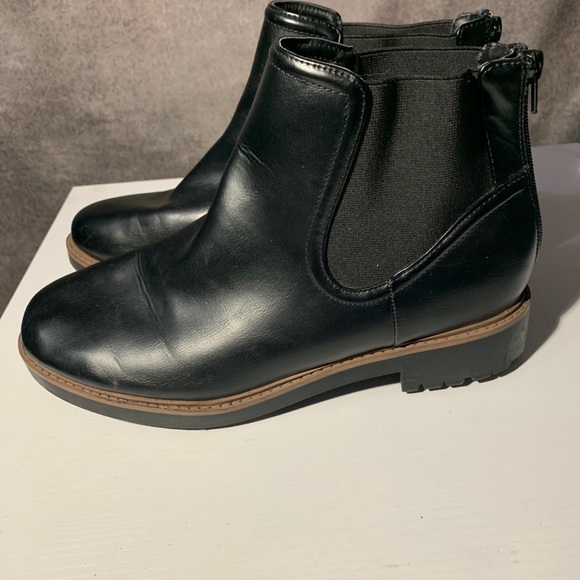 Black Leather Women's ESPRITE Ankle Boots Size 10 - Picture 5 of 9